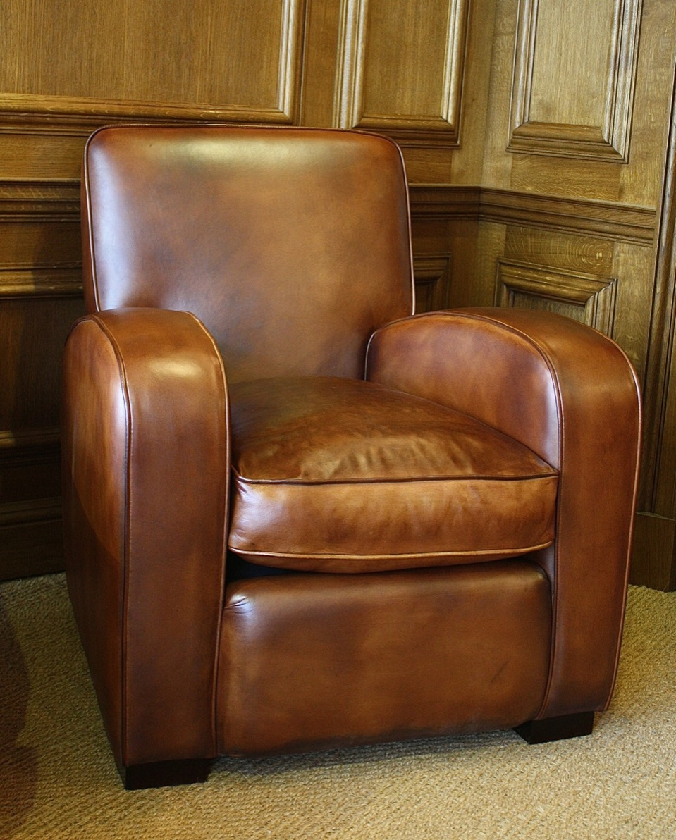 Leather Odeon Chair, 1930s Leather Chair, Leather Chairs of Bath